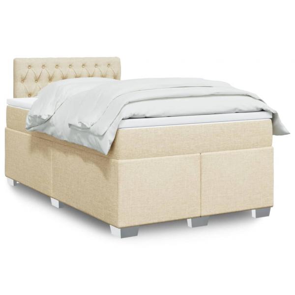 ARDEBO.de - Boxspringbett mit Matratze Creme 120x200 cm Stoff