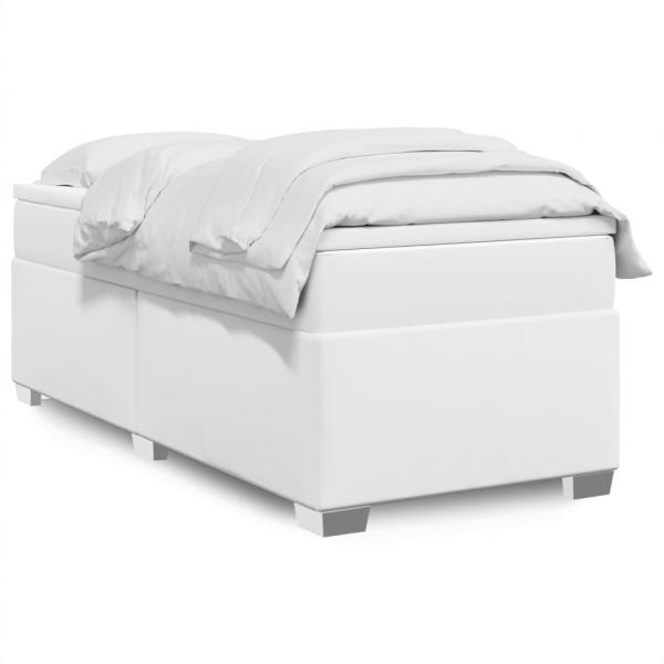 ARDEBO.de - Boxspringbett mit Matratze Weiß 90x200 cm Kunstleder