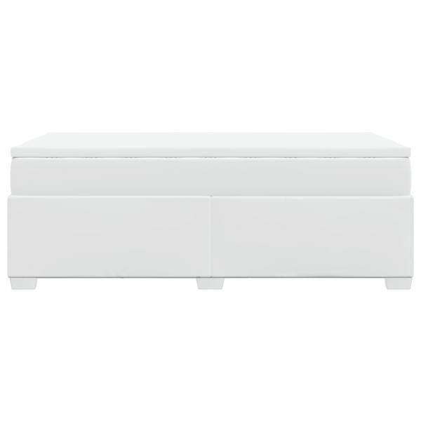 Boxspringbett mit Matratze Weiß 90x200 cm Kunstleder