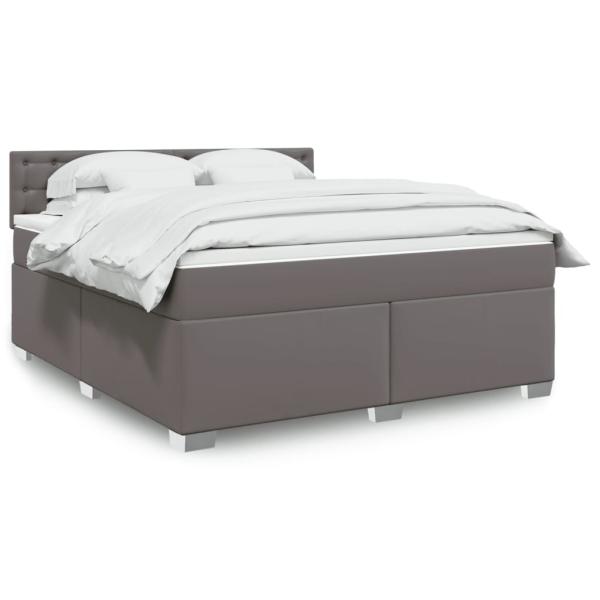 ARDEBO.de - Boxspringbett mit Matratze Grau 180x200 cm Kunstleder