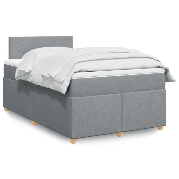 ARDEBO.de - Boxspringbett mit Matratze Hellgrau 120x190 cm Stoff