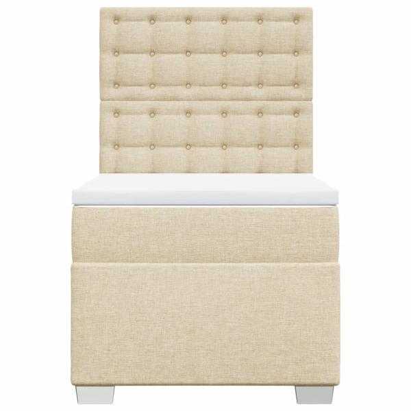 ARDEBO.de - Boxspringbett mit Matratze Creme 100x200 cm Stoff