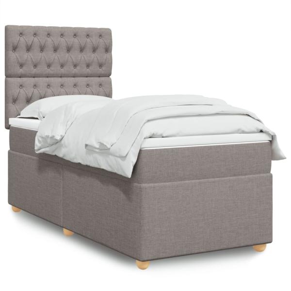 ARDEBO.de - Boxspringbett mit Matratze Taupe 100x200 cm Stoff