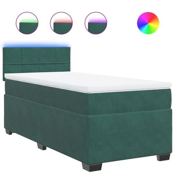 Boxspringbett mit Matratze Dunkelgrün 90x200 cm Samt