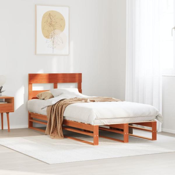 ARDEBO.de - Massivholzbett ohne Matratze Wachsbraun 90x190 cm Kiefernholz