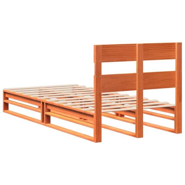 Massivholzbett ohne Matratze Wachsbraun 90x190 cm Kiefernholz