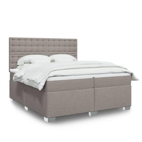 ARDEBO.de - Boxspringbett mit Matratze Taupe 200x200 cm Stoff