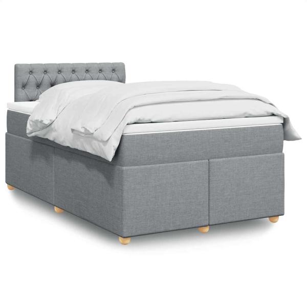 ARDEBO.de - Boxspringbett mit Matratze Hellgrau 120x190 cm Stoff