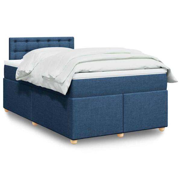 ARDEBO.de - Boxspringbett mit Matratze Blau 120x190 cm Stoff