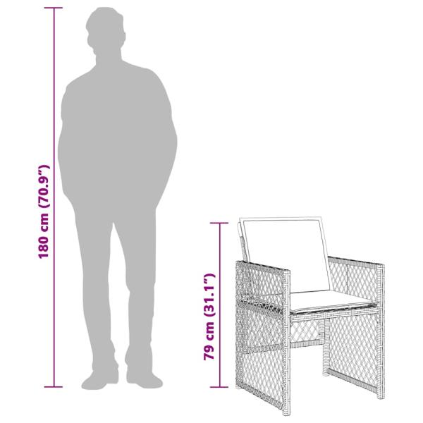 9-tlg. Garten-Essgruppe mit Kissen Beige Poly Rattan