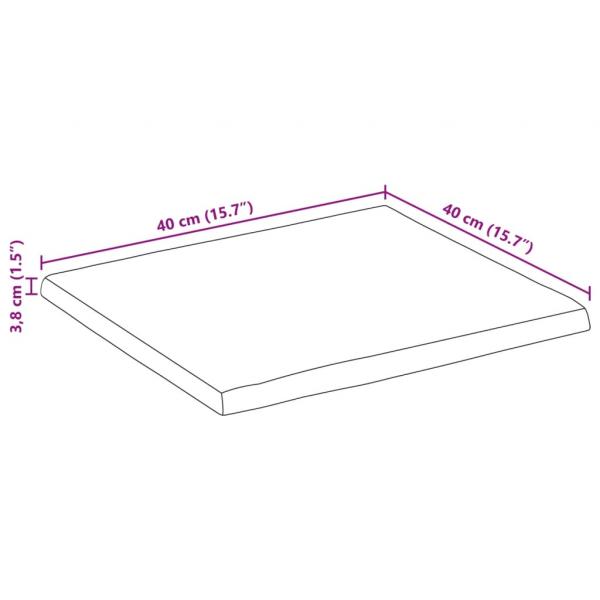 Tischplatte mit Baumkante 40x40x3,8 cm Raues Mango Massivholz