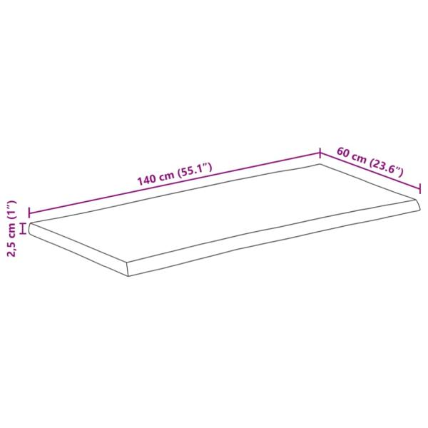 Tischplatte mit Baumkante 140x60x2,5 cm Raues Mango Massivholz