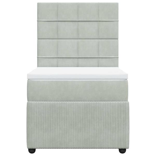 Boxspringbett mit Matratze Hellgrau 90x200 cm Samt