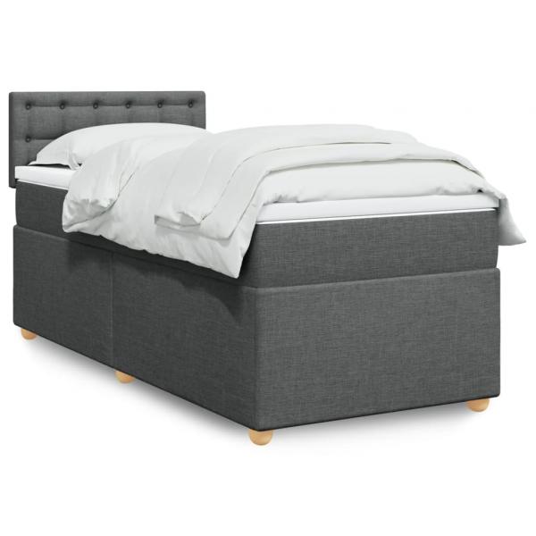 ARDEBO.de - Boxspringbett mit Matratze Dunkelgrau 80x200 cm Stoff