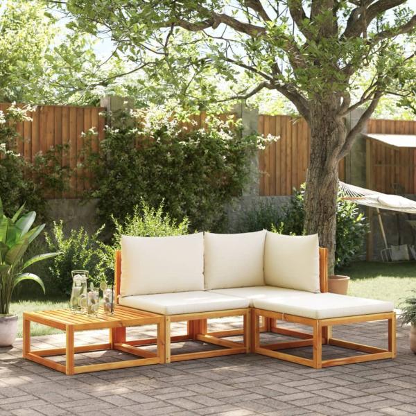 ARDEBO.de - 4-tlg. Garten-Sofagarnitur mit Kissen Massivholz Akazie