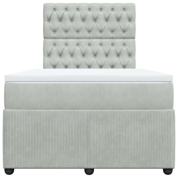 Boxspringbett mit Matratze Hellgrau 120x190 cm Samt