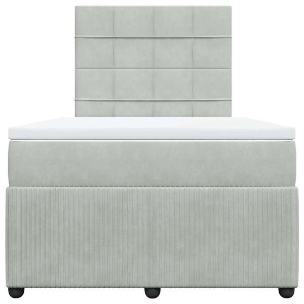 Boxspringbett mit Matratze Hellgrau 120x190 cm Samt
