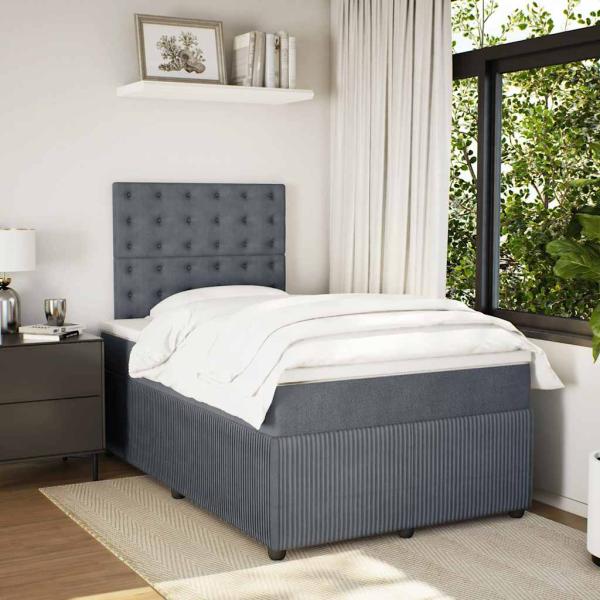 Boxspringbett mit Matratze Dunkelgrau 120x200 cm Samt