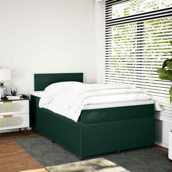 Boxspringbett mit Matratze Dunkelgrün 120x190 cm Samt