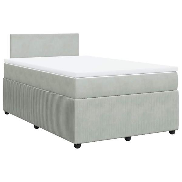 ARDEBO.de - Boxspringbett mit Matratze Hellgrau 120x200 cm Samt