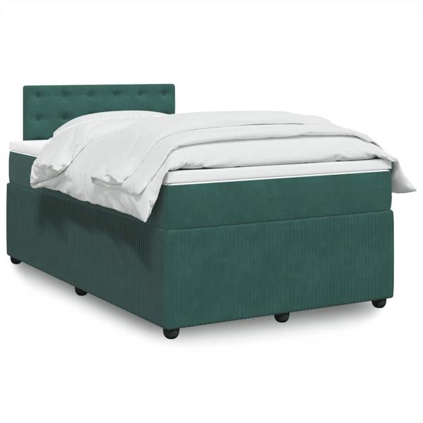 ARDEBO.de - Boxspringbett mit Matratze Dunkelgrün 120x200 cm Samt
