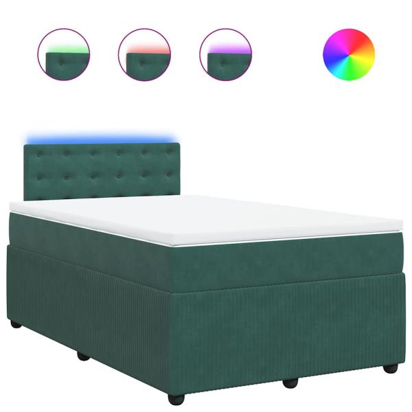 Boxspringbett mit Matratze Dunkelgrün 120x200 cm Samt
