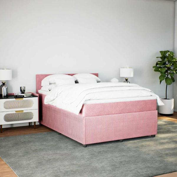 Boxspringbett mit Matratze Rosa 140x190 cm Samt