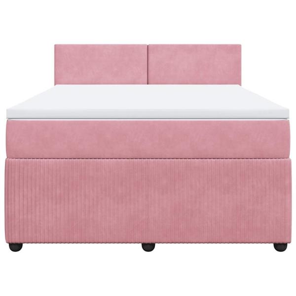 Boxspringbett mit Matratze Rosa 140x190 cm Samt