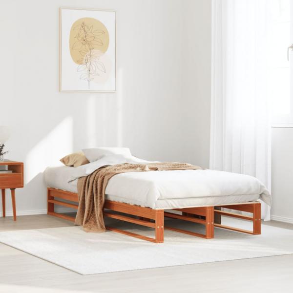 ARDEBO.de - Massivholzbett ohne Matratze Wachsbraun 90x200 Kiefernholz