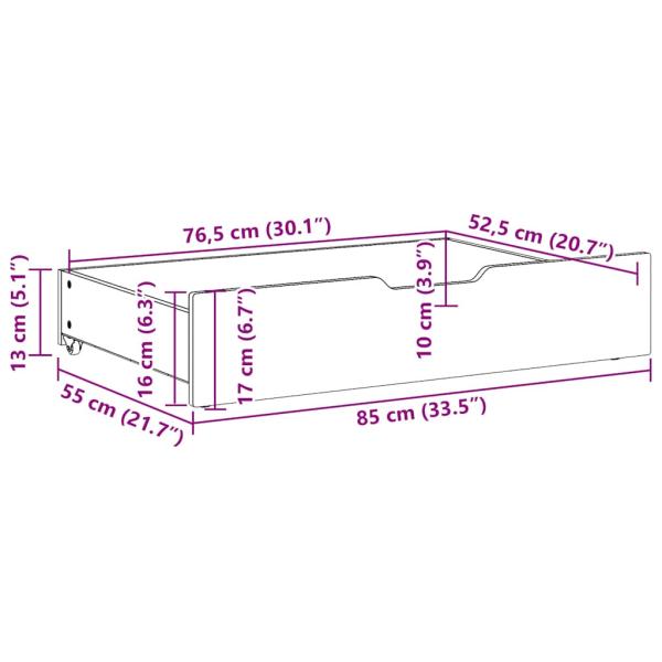 Bettschubladen mit Rollen 2 Stk. 85x55x16 cm Massivholz Kiefer