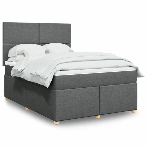 ARDEBO.de - Boxspringbett mit Matratze Dunkelgrau 140x190 cm Stoff