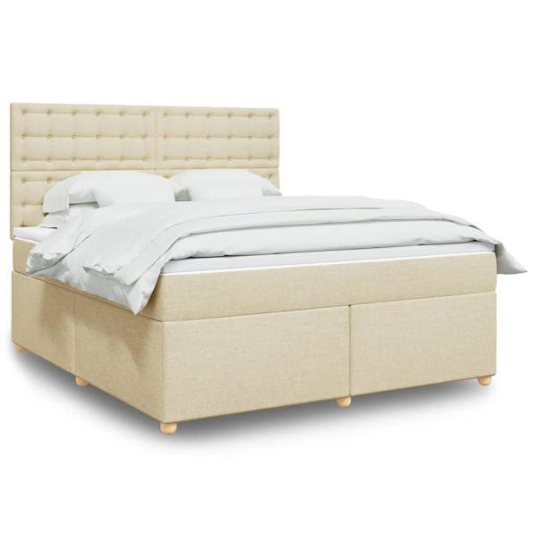 ARDEBO.de - Boxspringbett mit Matratze Creme 180x200 cm Stoff