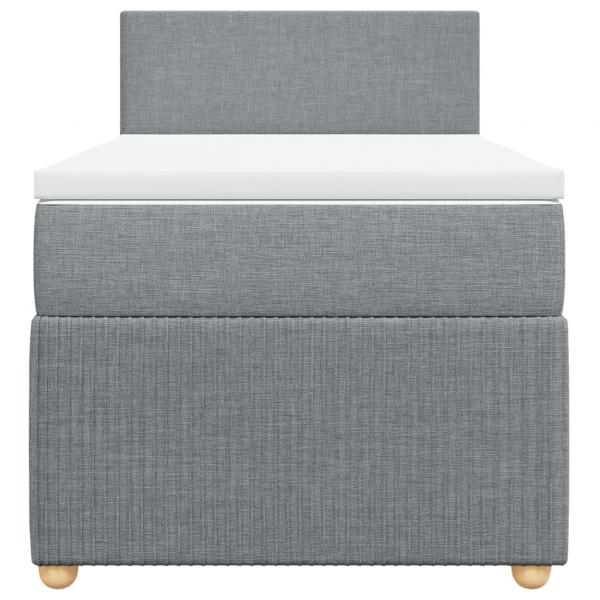 Boxspringbett mit Matratze Hellgrau 90x190 cm Stoff