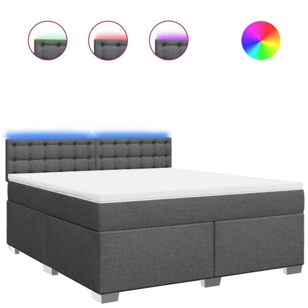ARDEBO.de - Boxspringbett mit Matratze Dunkelgrau 180x200 cm Stoff
