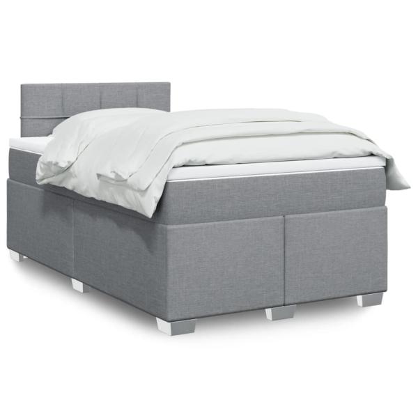 ARDEBO.de - Boxspringbett mit Matratze Hellgrau 120x190 cm Stoff