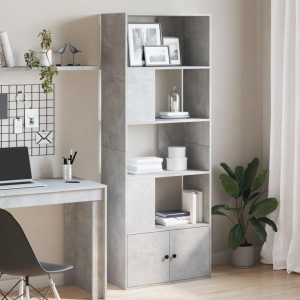 ARDEBO.de - Bücherregal Betongrau 70x36x189 cm Holzwerkstoff
