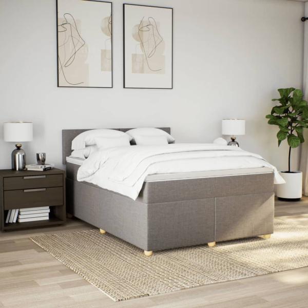 Boxspringbett mit Matratze Taupe 140x190 cm Stoff