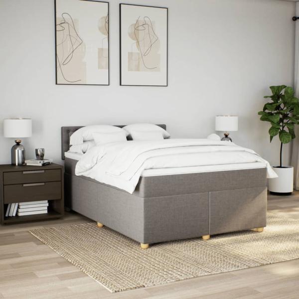 Boxspringbett mit Matratze Taupe 140x190 cm Stoff