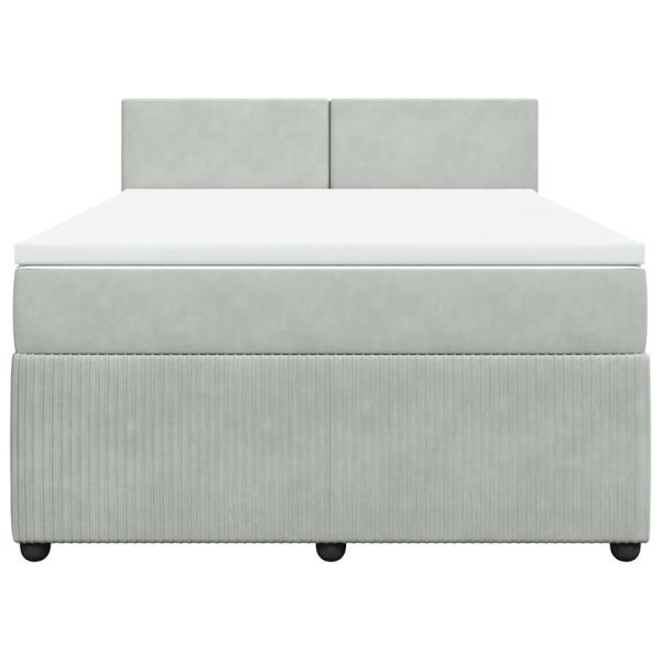 Boxspringbett mit Matratze Hellgrau 140x200 cm Samt