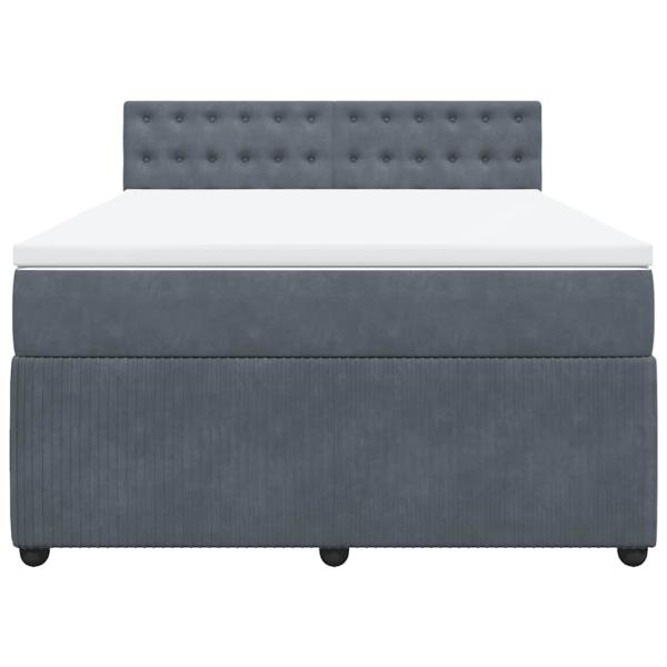 Boxspringbett mit Matratze Dunkelgrau 140x200 cm Samt