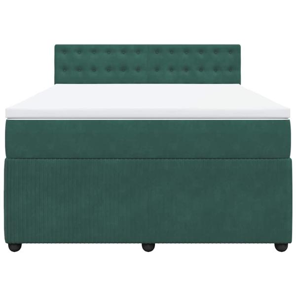 Boxspringbett mit Matratze Dunkelgrün 140x200 cm Samt