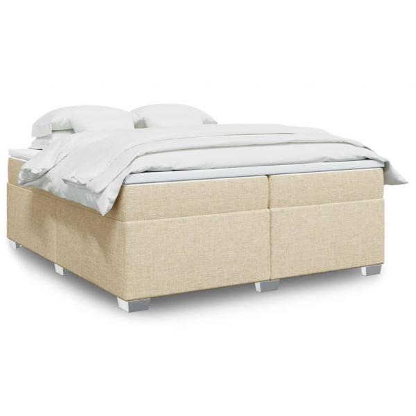 ARDEBO.de - Boxspringbett mit Matratze Creme 200x200 cm Stoff