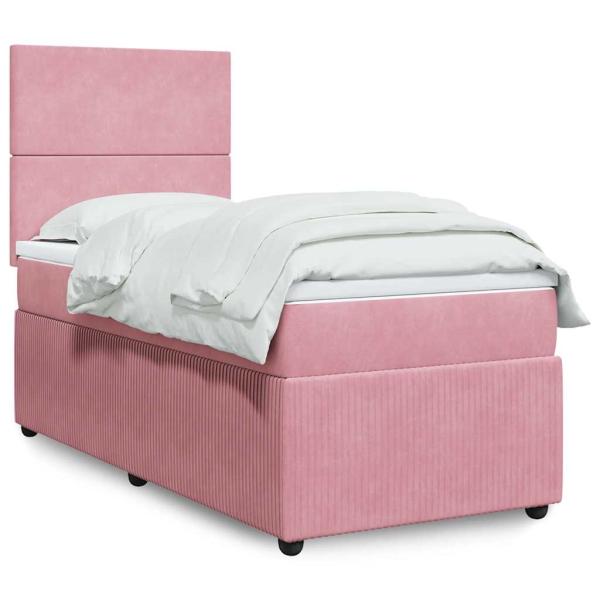 ARDEBO.de - Boxspringbett mit Matratze Rosa 90x200 cm Samt