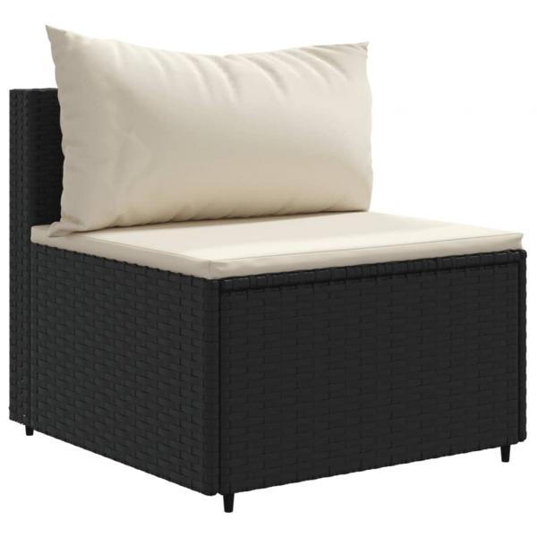 ARDEBO.de - 5-tlg. Garten-Lounge-Set mit Kissen Schwarz Poly Rattan