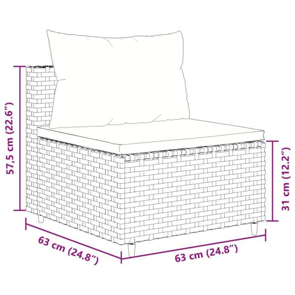 6-tlg. Garten-Lounge-Set mit Kissen Grau Poly Rattan