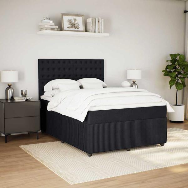 ARDEBO.de - Boxspringbett mit Matratze Schwarz 140x200 cm Samt