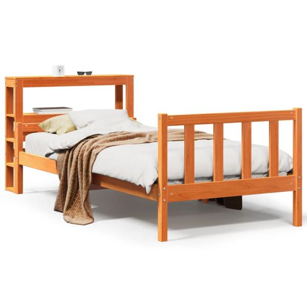 Bettgestell mit Kopfteil ohne Matratze Wachsbraun 75x190 cm