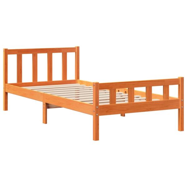 Bettgestell mit Kopfteil ohne Matratze Wachsbraun 75x190 cm