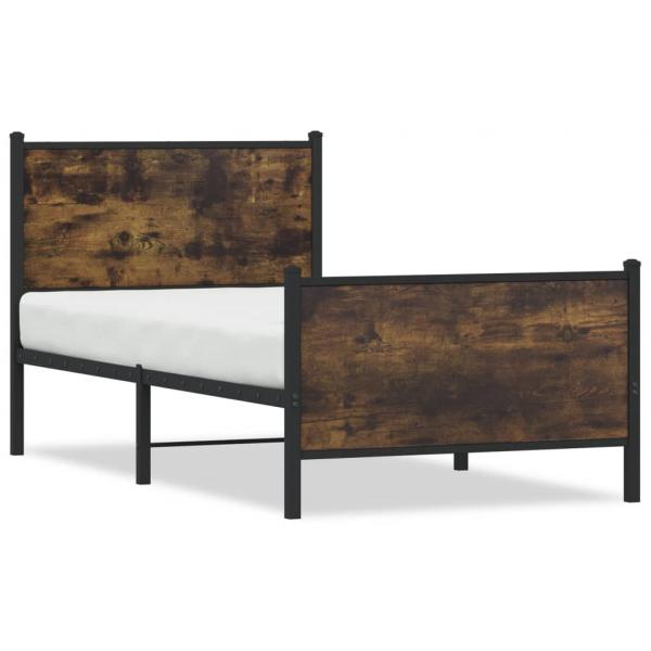 ARDEBO.de - Metallbett ohne Matratze Räuchereiche 80x200 cm