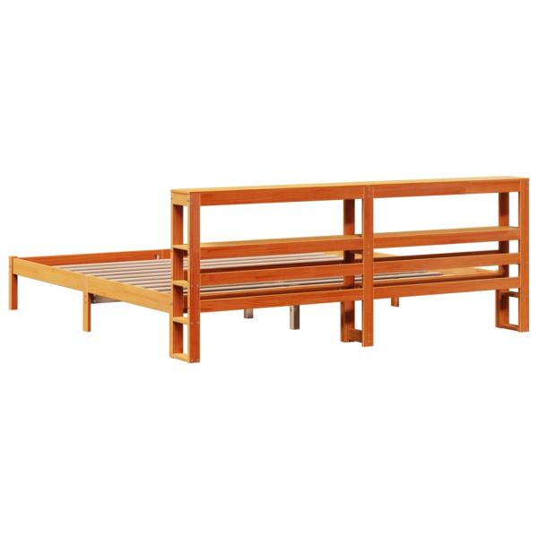 Bettgestell mit Kopfteil ohne Matratze Wachsbraun 180x200 cm